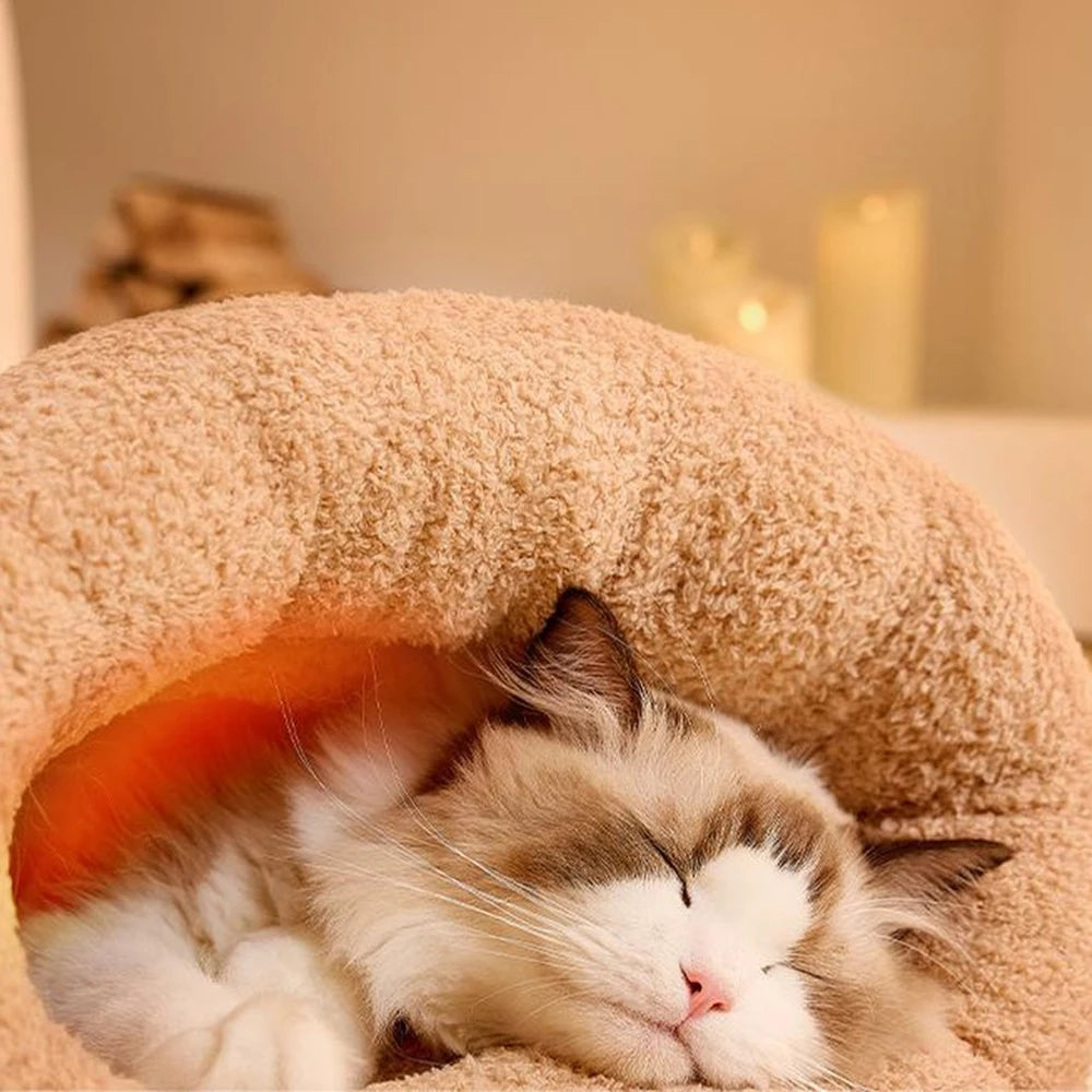 Thickened Cat Sleeping Bag Fluffy Feel Winter Pet Pocket Semi-Enclosed Cats Dogs Warming Pad Kitten Warm Soft Nest Pet Supplies