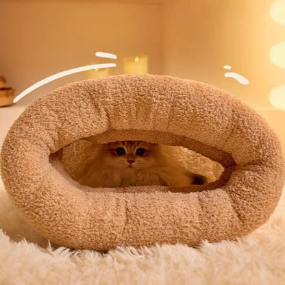 Thickened Cat Sleeping Bag Fluffy Feel Winter Pet Pocket Semi-Enclosed Cats Dogs Warming Pad Kitten Warm Soft Nest Pet Supplies