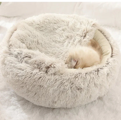 Autumn and Winter soft plush pet bed and pet bed Winter warm and cold plush comforter nest Shell cat nest semi-enclosed cat nest