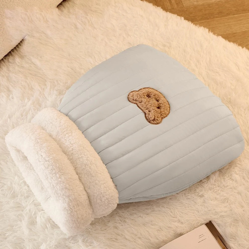 Thickened Cat Sleeping Bag Fluffy Feel Winter Pet Pocket Semi-Enclosed Cats Dogs Warming Pad Kitten Warm Soft Nest Pet Supplies
