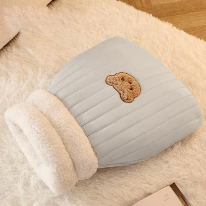 Thickened Cat Sleeping Bag Fluffy Feel Winter Pet Pocket Semi-Enclosed Cats Dogs Warming Pad Kitten Warm Soft Nest Pet Supplies