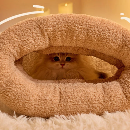 Thickened Cat Sleeping Bag Fluffy Feel Winter Pet Pocket Semi-Enclosed Cats Dogs Warming Pad Kitten Warm Soft Nest Pet Supplies