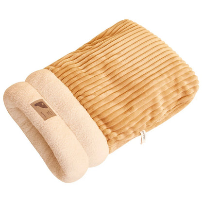 Thickened Cat Sleeping Bag Fluffy Feel Winter Pet Pocket Semi-Enclosed Cats Dogs Warming Pad Kitten Warm Soft Nest Pet Supplies