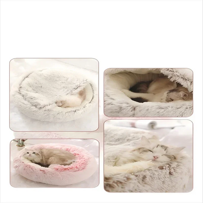 Autumn and Winter soft plush pet bed and pet bed Winter warm and cold plush comforter nest Shell cat nest semi-enclosed cat nest
