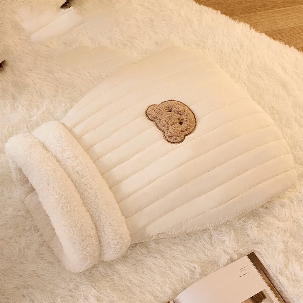 Thickened Cat Sleeping Bag Fluffy Feel Winter Pet Pocket Semi-Enclosed Cats Dogs Warming Pad Kitten Warm Soft Nest Pet Supplies